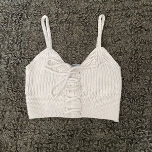White tie up crop top tank